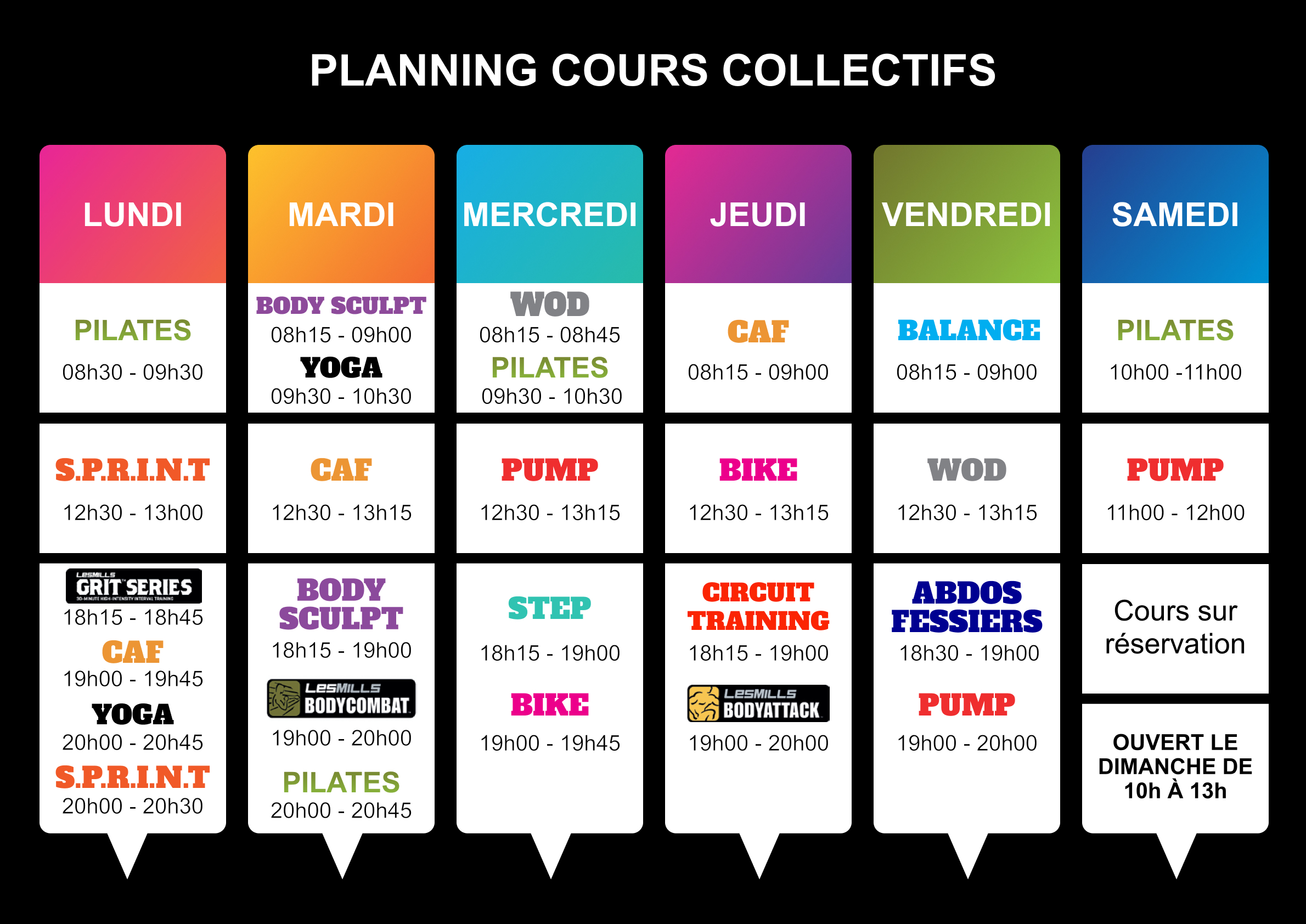 Planning cours collectifs 2023